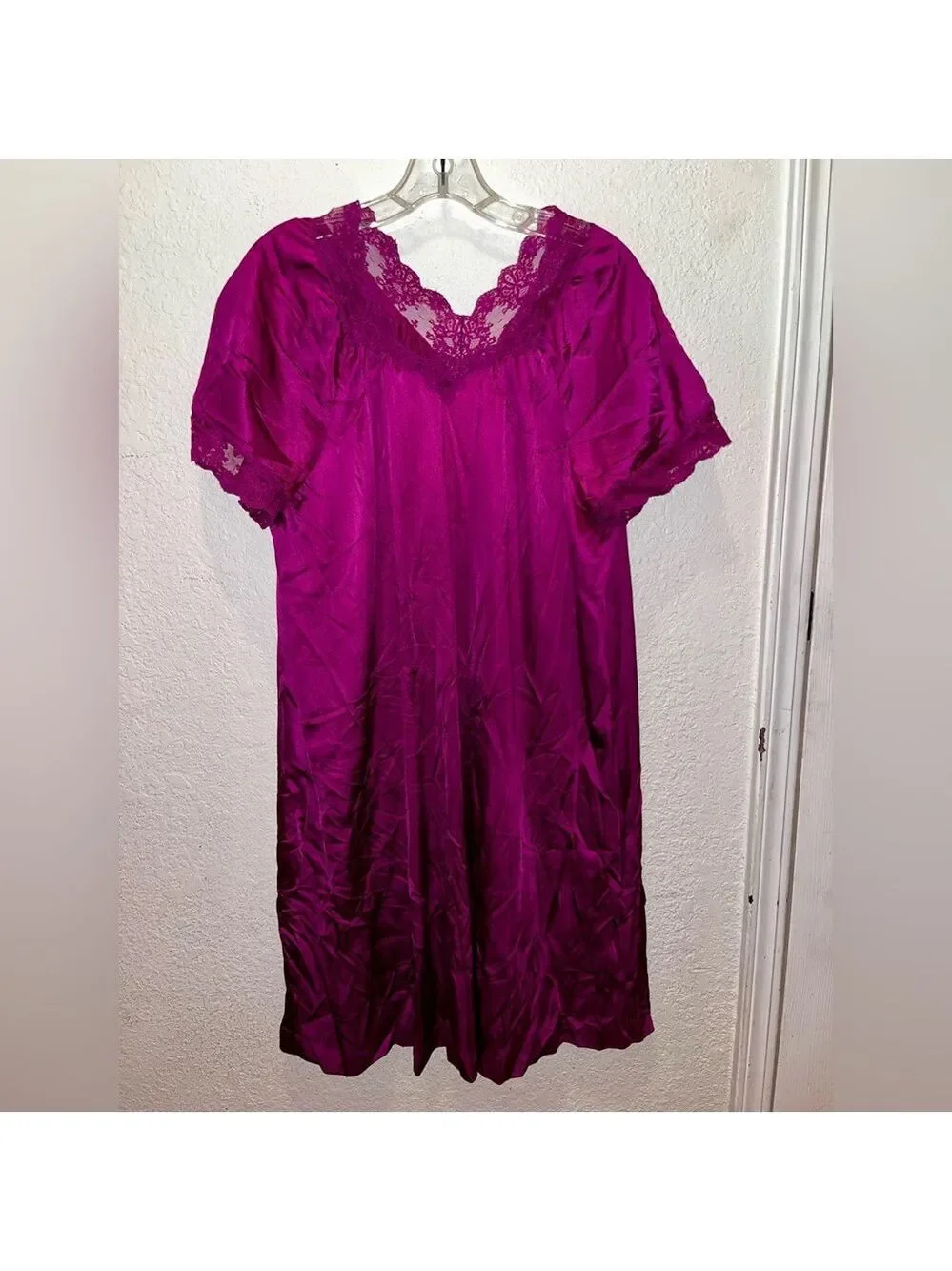 Vintage Purple Lace Nightgown Modest Romantic - Picture 2 of 4
